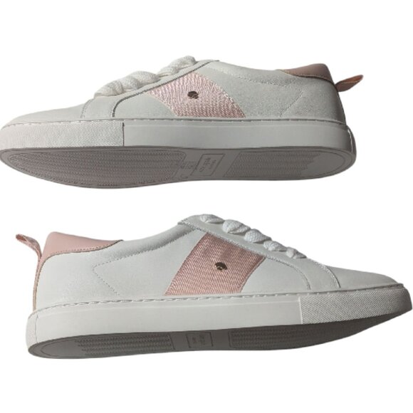 kate spade Shoes - Kate Spade Iggy White w/Pink  Faux Leather Padded Insole Sneaker Size 9.5 NWOB